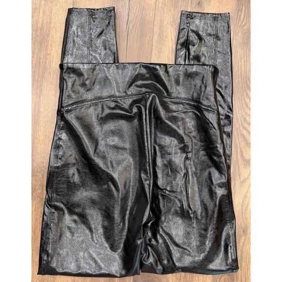 SPANX Shape Black Faux Leather Patent Leggings size Medium - Picture 5 of 6